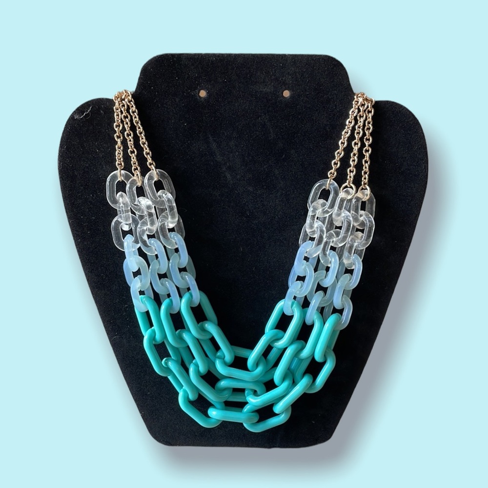 Blue Ombré Multilink Paperclip Chain Necklace